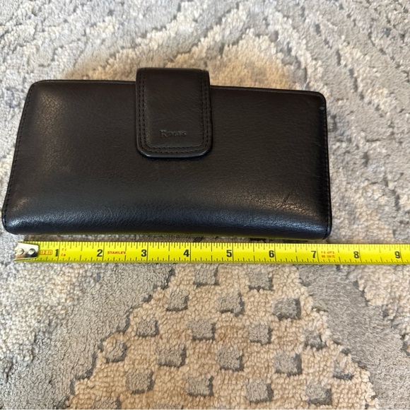 Rolfs black leather wallet Checkbook Holder Kisslock Large - Picture 2 of 7
